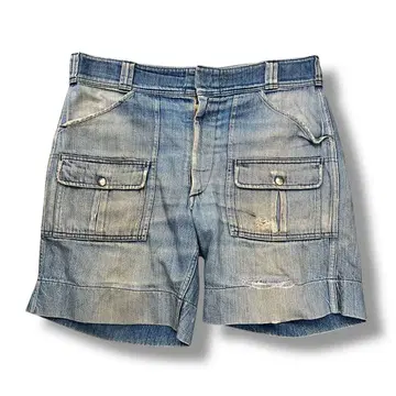 70s llbean 필기체 택 부시 팬츠 숏 팬츠 데님