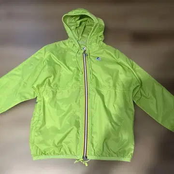 K-WAY 후드 부착 라임 그린 자켓 XS