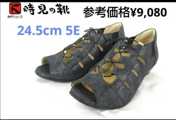 여성용 샌들 레이스업 샌들 24.5cm/5E 블랙