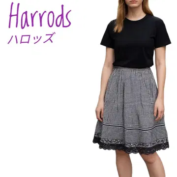 Harrods 깅엄 체크 플레어 스커트