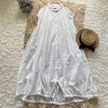 모유루/MOYURU/모유루 변형 롱 셔츠 원피스 슬리브리스 볼륨