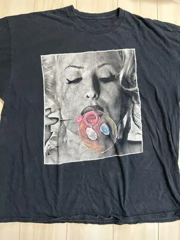 마릴린 먼로 티셔츠 블랙 밴딩 티셔츠 반팔 블랙 XL