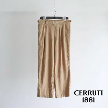 80s 90s Cerruti 2턱 린넨 와이드 트라우저 베이지