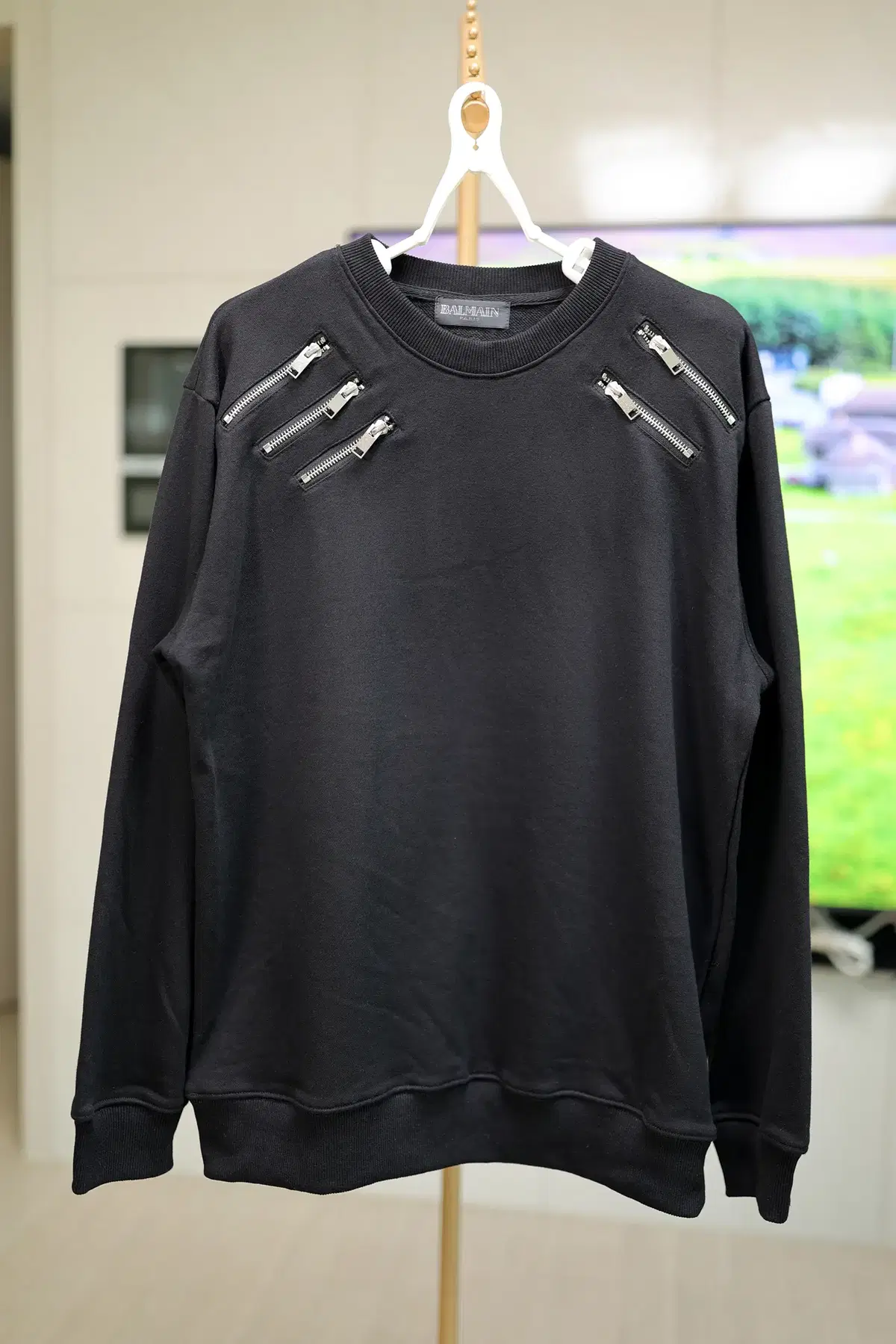 Balmain Zipper Sweatshirt Black, Recommended for 100-105