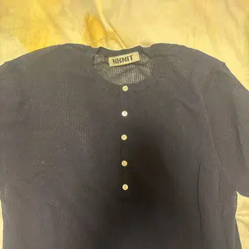 NKNIT 네이비 버튼 반팔 니트
