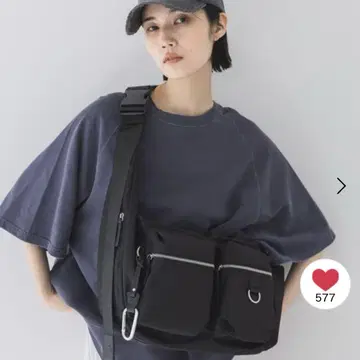 JEANASIS 나일론 더블 포켓 바디 백