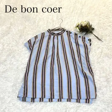 De bon coer 블루 프렌치 슬리브 프랑스제 원단 스트라이프