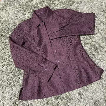 HALF MOON 브라운 레이스 셔츠 긴팔
