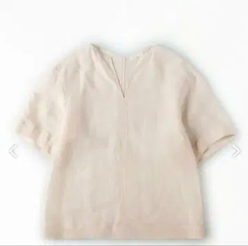 투모로우랜드 보르지 에어리 슬라브 크로스 V넥 블라우스 반팔 린넨