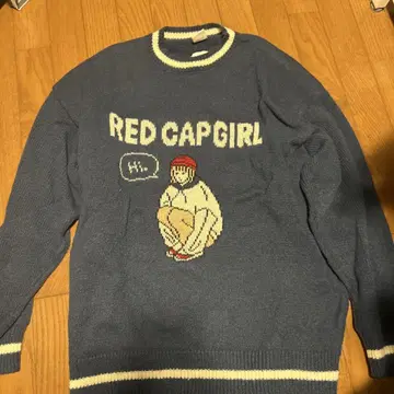RED CAP GIRL 니트 스웨터 네이비