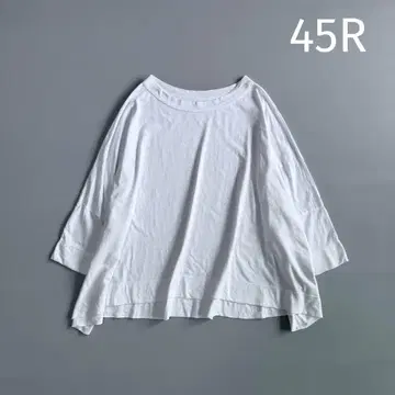 45R 코튼 돌먼 슬리브 빅 티셔츠 로고 자수