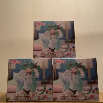 하츠네 미쿠 데스크톱 큐트 피규어 ~고양이 귀 티셔츠 ver.~ 3개