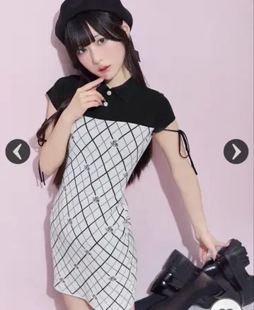michell 마카롱 모노그램 니트 미니 원피스 SJJ0241XC