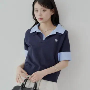 Chico 자수 카라 부착 폴로 니트