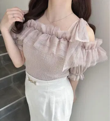 evelyn 리본 셔링 TP 핑크