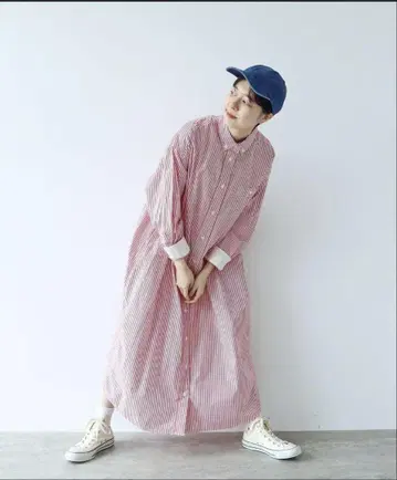 WEB 별주 스트라이프 버튼 다운 셔츠 원피스