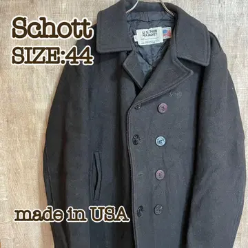 Schott 샷 피코트 블랙 자수 로고 USA제 L