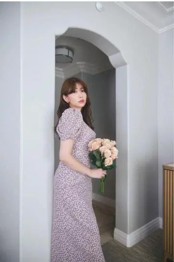 체리 패턴 캐시-코어 원피스