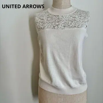 UNITED ARROWS 레이스 슬리브리스 니트 아이보리 베스트