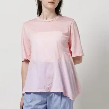 새상품 UNITED ARROWS 불규칙한 밑단 숏 슬리브 티셔츠