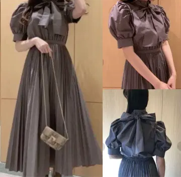 SNIDEL Sustaina 보타이 셔츠 원피스 모카 프리 사이즈