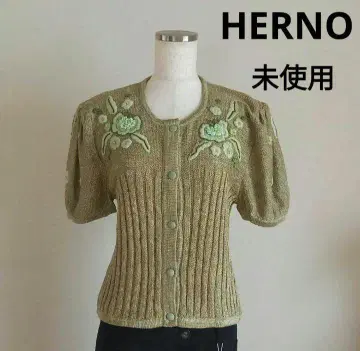 HERNO 헬노 반팔 가디건 썸머 니트 올리브 그린