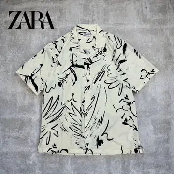 ZARA 자라 반팔 셔츠 올 패턴 폴리우레탄 소재 신축성 있는 스트레치