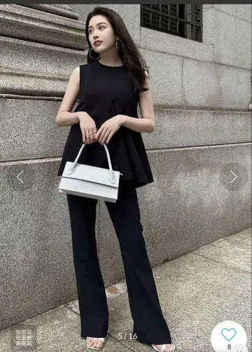 anuans 더블 새틴 볼륨 밑단 블라우스 팬츠 셋업
