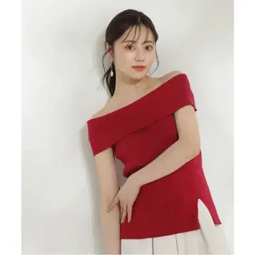 프로포션 바디 드레싱 오프숄더 니트 레드