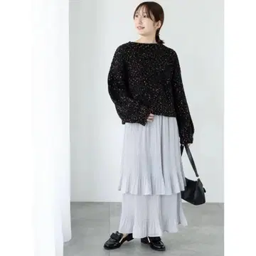 테치치 테라스 무지 패턴 모듬 플리츠 티어드 스커트 프리