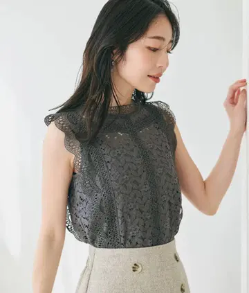 coca 블라우스 여성용 전체 레이스 슬리브리스