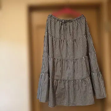 새상품 깅엄 체크 롱 스커트