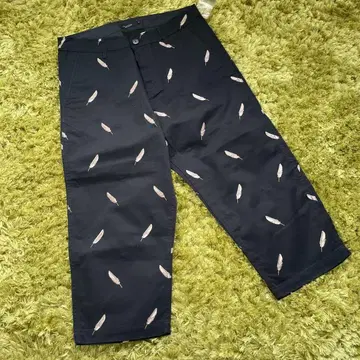 블랙 깃털 패턴 숏팬츠 L 사이즈