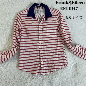 Frank & Eileen 빨흰 스트라이프 긴팔 피케 셔츠 XS