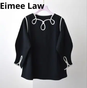 Eimee Law 에이미 로우 눈물 모양 넥 파이핑 탑 티셔츠