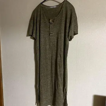 자라 반팔 셔츠 원피스 S 올리브 그린