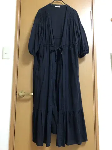 블랙 프릴 롱 가디건