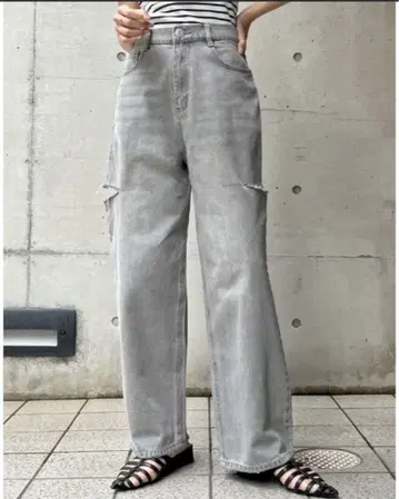 리디 미사용 사이드 컷 데님 그레이 L