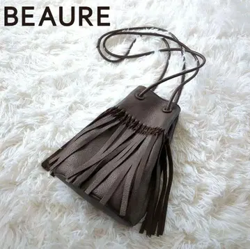 BEAURE 브레 카우 가죽 프린지 미니 숄더 브라운 천연 가죽