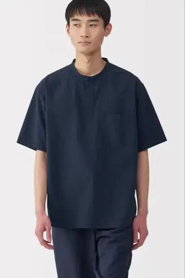 무인양품 신사 냉감 헨리넥 반팔 셔츠 티셔츠
