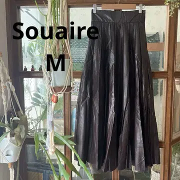 Souaire 브라운 플레어 스커트 합성 피혁 M 정가 13750
