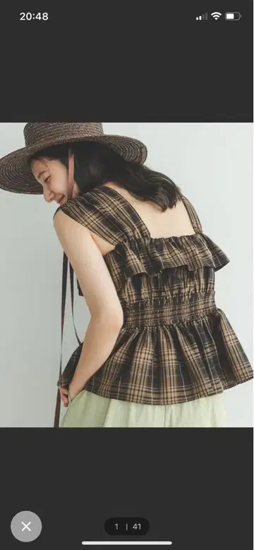 N. (N.Natural Beauty Basic) 체크 페플럼 블라우스