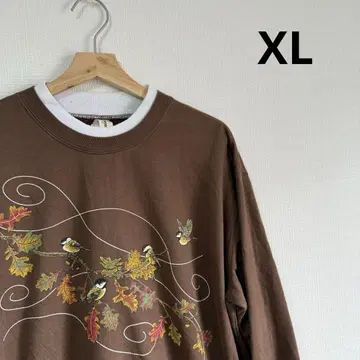 XL 구제 의류 참새 작은 새 후드티 맨투맨 트레이닝복 브라운