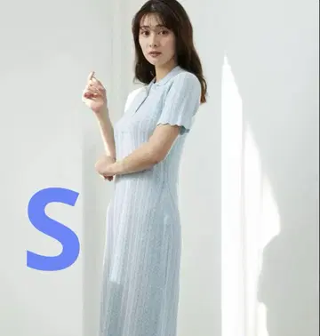 스캘럽 폴로 드레스 / S 사이즈 베이비 블루