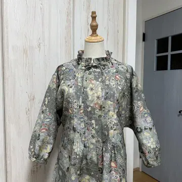 기모노 리메이크 유키 쓰무기에서 핀턱의 개더 턱 튜닉(M)