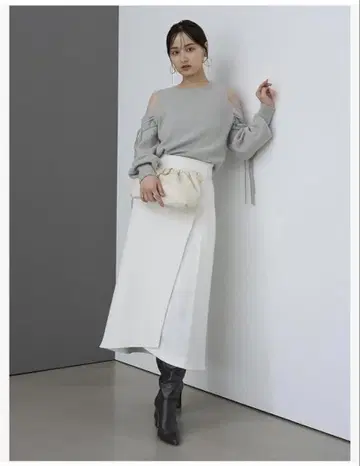 SNIDEL 오프숄더 니트 스웨터 M 그레이
