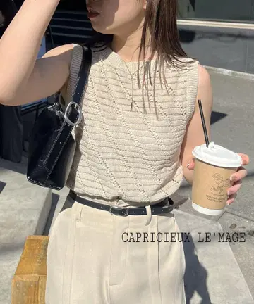 CAPRICIEUX LE'MAGE 라인 시어 니트 탱크 새상품 베이지