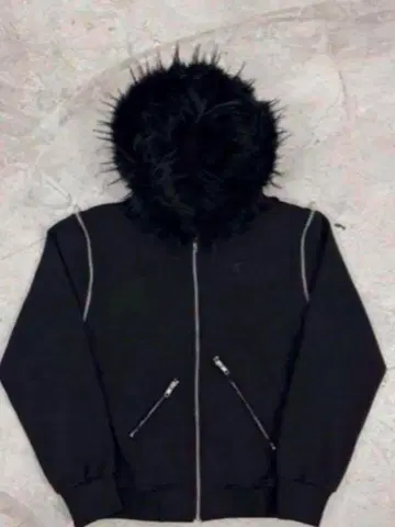 편안한 전 세계 FAUX FUR 후드 지퍼 블랙 M