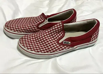 VANS 슬립온 체크 레드 화이트 24.5cm