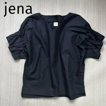 jena 프릴 소매 블라우스 티셔츠 네이비 V넥